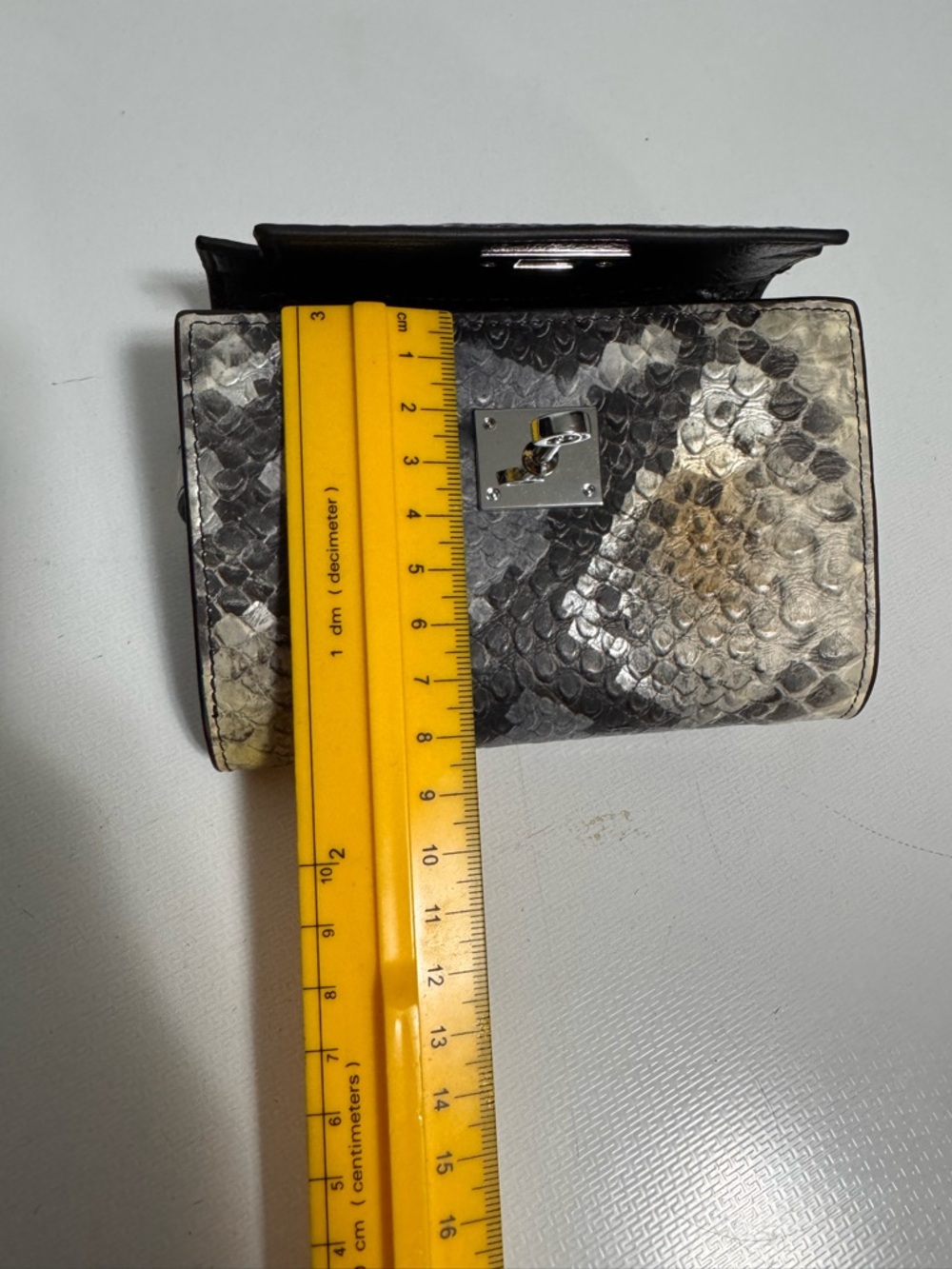 Neutral Python-Print Leather Wallet with Turn-Lock Strap - Picture 5 of 7